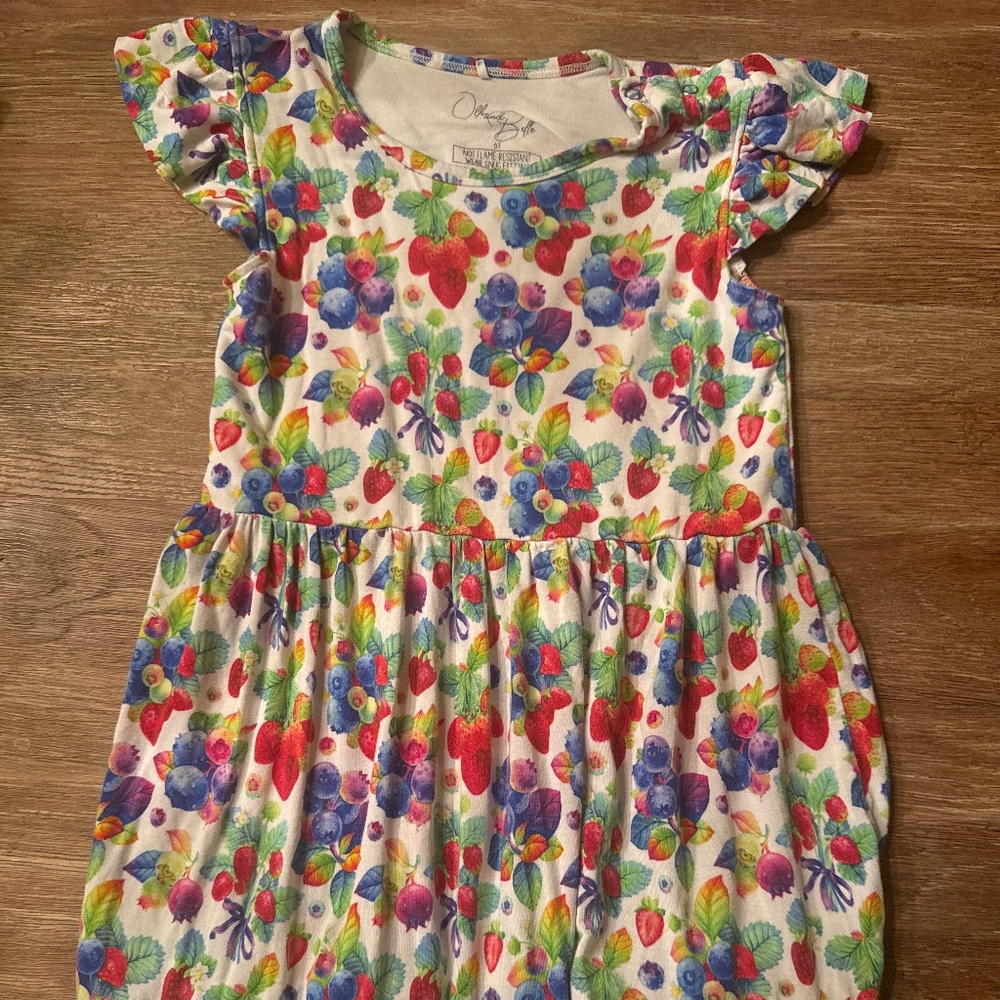 Girls Dress Fruit Print